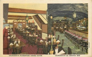 Postcard 1940s New York Buffalo Leonardo's Florentine Dining La Grotta NY24-4202