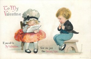 Postcard C-1910 Clapsddale Children Romance Valentine International TP24-1103