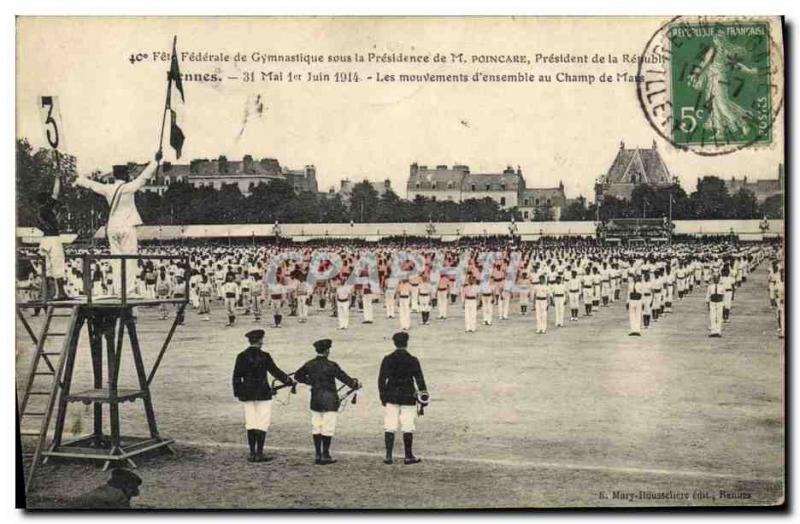 Old Postcard 40th national day of Poincare Gymnastics Rennes movements & # 39...