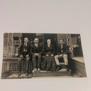Real Photo Postcards Family On Porch Only One Man Looking At Camera