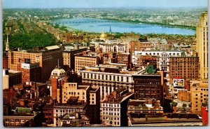 Birds Eye View Boston Massachusetts MA Charles River Custom House Tower Postcard