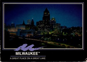 Wisconsin Milwaukee Skyline Looking Southeast At Night 1998