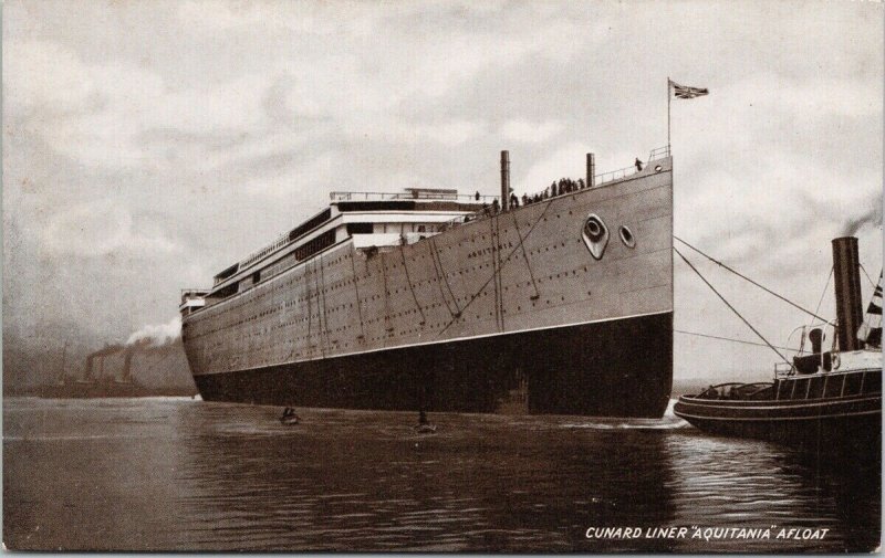 Cunard Liner 'Aquitania' Afloat Passenger Ship Unused Litho Postcard E74