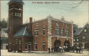 Barre VT Fire Station c1910 Postcard NICE COLOR