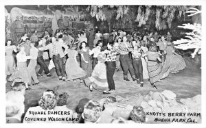 BUENA PARK CA~KNOTTS FARM-SQUARE DANCERS-COVERED WAGON CAMP~REAL PHOTO POSTCARD