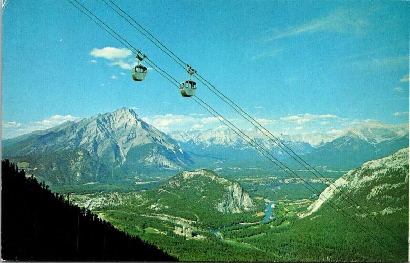 Canadian Rockies Banff Sulphur Mountain Gondolas Trail Postcard UNP VTG Unused 