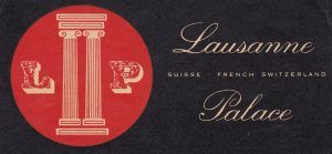 Switzerland Lausanne Palace Hotel Vintage Luggage Label sk2713