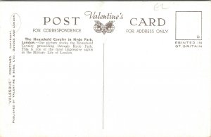 Household Calvary Hyde Park Longdon England Horseback VTG Postcard Valentine UNP 
