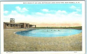 BATH HOUSE at LEA LAKE, Bottomless Lakes State Park near Roswell, NM  Postcard