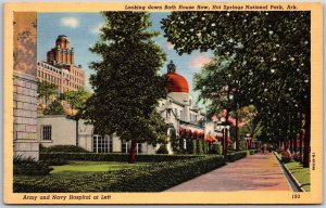 Looking Down Bath House Row Hot Springs National Park Arkansas AR Postcard