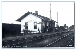 c1960's St. Depot Olin Iowa IA Railroad Train Depot Station RPPC Photo Postcard