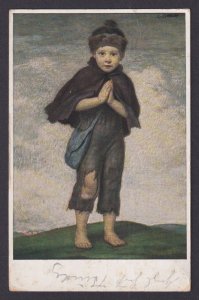Vinatge postcard GERMANY Painting Ludwig Knaus Praying Boy