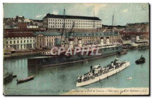 Old Postcard Brest Harbor View Boat War