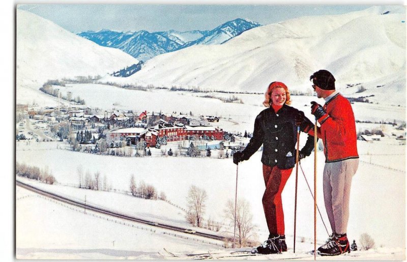 Union Pacific Railroad SUN VALLEY, IDAHO Skiing Challenger Inn Vintage Postcard