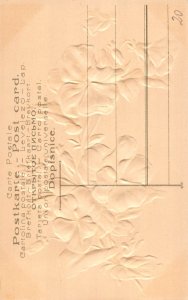 Missing You Greetings Pansies Flowers embossed postcard