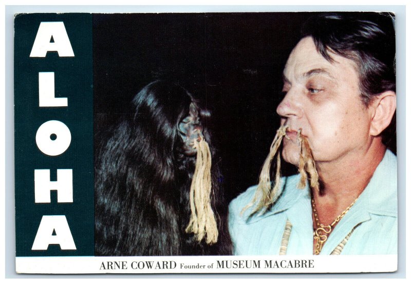 1979 Museum MaCabre Honolulu HI Postcard Shrunken Head Arne Coward Advertising