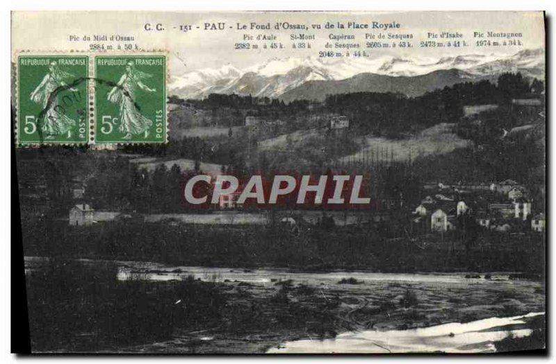 VINTAGE POSTCARD the Fund Pau D & # 39 Ossau seen of the Royal Place