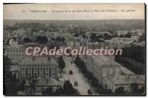 Postcard Old Versailles Perspective De La Rue Saint Pierre And Place Des Courts