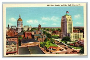 Vintage 1940's Postcard Panoramic View State Capitol & City Hall Atlanta Georgia