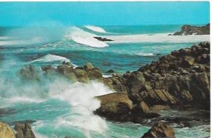 US Used post card - Lighthouse Surf, Pacific Grove, California