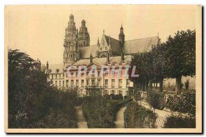 Old Postcard La Douce France Tours Indre et Loire Museum and the Cathedrale S...