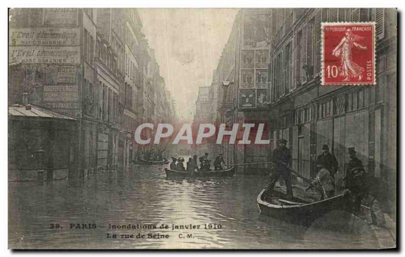 Old Postcard Paris Floods of January 1910 The view of the Seine