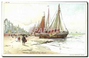 Old Postcard Heyst boat Sailboat Fishing Boats