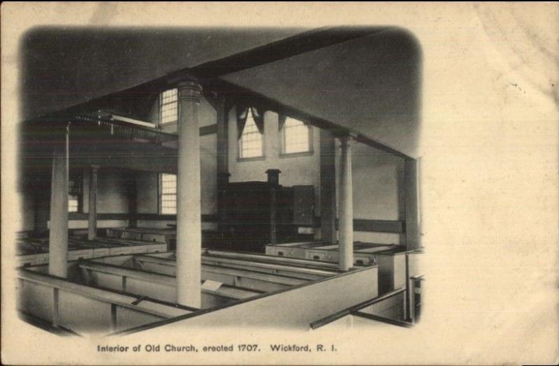 Wickford RI Church Interior c1910 Postcard