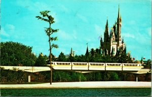 Monorail to the Magic Kingdom Cinderella Castle Disney World FL Postcard 1975