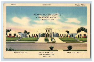 c1950s Alamo Plaza Courts, Beautyrest Mattress on Bed, Little Rock AR Postcard