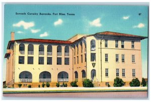 c1940 Exterior View Seventh Cavalry Barracks Building Fort Bliss Texas Postcard