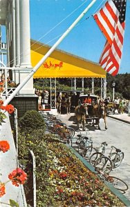 Grand Hotel View of Flower Gardens and Flags Mackinac Island MI 