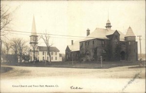 Hamden Connecticut CT Grace Church Town Hall c1905 Real Photo Postcard