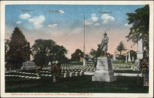Providence RI Cemetery Fire Fighters Monument c1920 Postcard