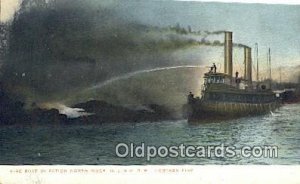 Fire Boat in Action, DL & WRR Hoboken Fire North River Unused wear left top e...