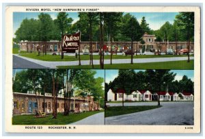 1953 Riviera Motel Exterior Scene Rochester New Hampshire NH Signage Postcard