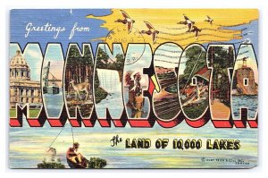 Postcard Greetings From MINNESOTA LARGE Letter Postcard c1950 Postmark