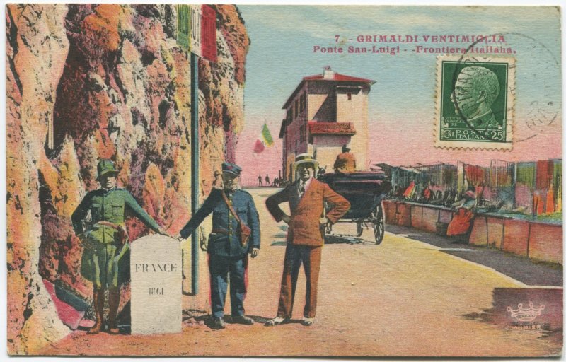 Grimaldi de Ventimiglia. 1933. Guards and 1861 French border marker