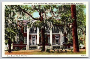 Home Of L.S. Stanton First Territorial Governor Of Mississippi Grounds Postcard