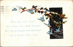 VINTAGE POSTCARD HAPPY NEW YEAR GREETINGS MAILED 1921 WHEELING [W. VIRGINIA]