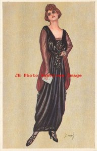 Set of 6 Postcards, Dinaf, URS No 452,Women Wearing Fancy Art Deco Fashion Dress