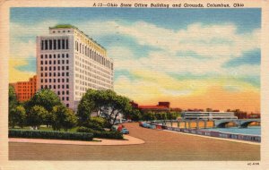 USA Ohio Columbus Ohio State Office Building and Grounds Vintage Postcard C228