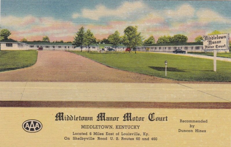 Kentucky Middletown The Middletown Manor Motor Court Curteich sk1332