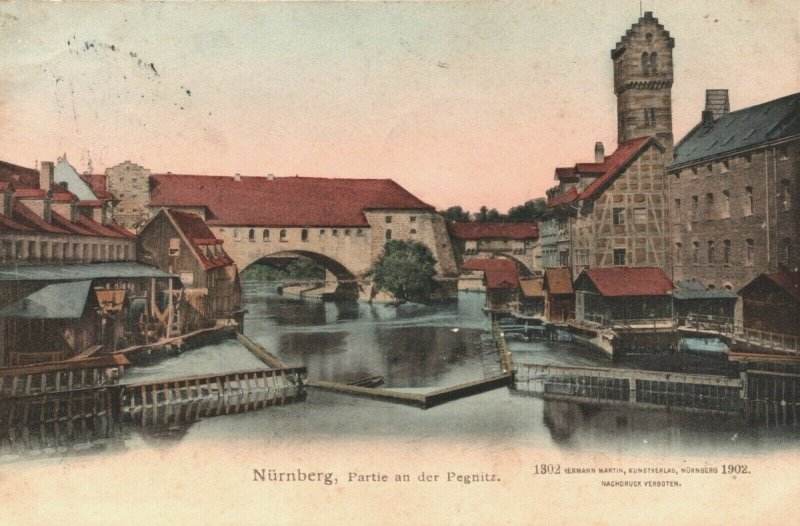 Germany Nürnberg Partie an der Pegnitz Nuremberg Vintage Postcard 03.68