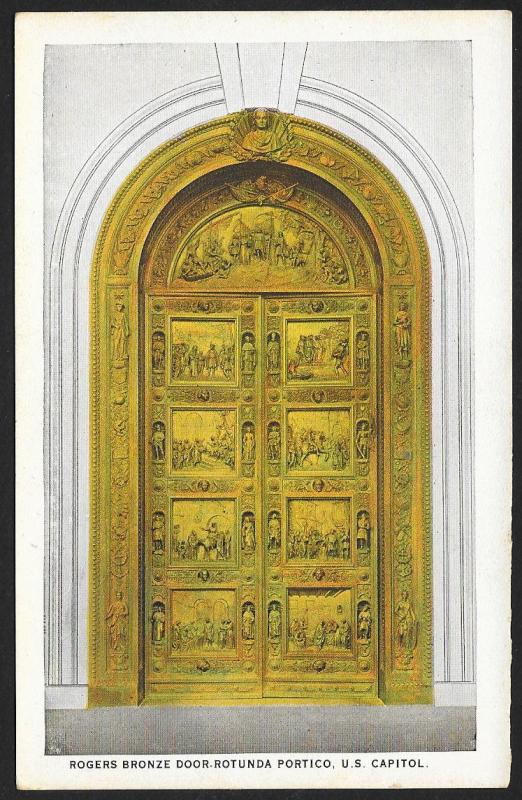 Rogers Bronze Door of Rotunda Portico US Capitol Washington DC Unused c1920s