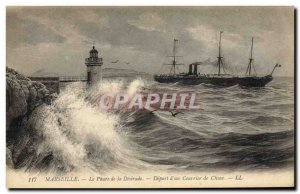 Postcard Old Lighthouse Desirade Depart d & # 39un China Post China Boat