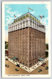 1925 Hotel Fontenelle Omaha Nebraska NB Street View Building Car Posted Postcard