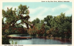 Vintage Postcard Scene On Big Blue River Milford Nebraska NB C. T. American Art