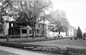 Washington Iowa~United Presbyterian Home~Classic Cars in Front~1950s RPPC