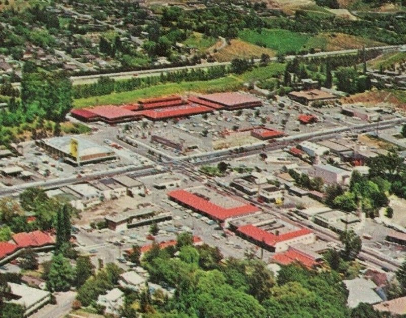 Vintage Birds eye view Lafayette California downtown Contra Costa postcard C462 